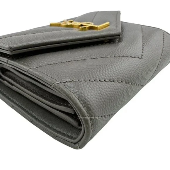 Saint Laurent Stitch Trifold Wallet Gray - Picture 5 of 8